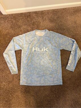 Huk Light Blue Camo Long Sleeve Performance Shirt